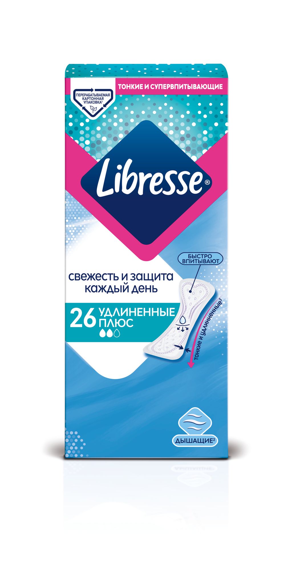 Libresse Dailyfresh plus ежедневные прокладки, прокладки ежедневные, удлиненные, 26 шт.