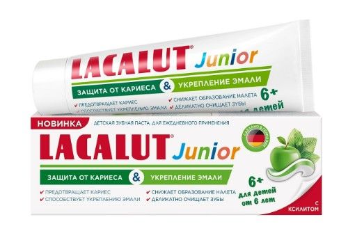 фото упаковки Lacalut Junior Зубная паста детская Защита от кариеса и Укрепление эмали