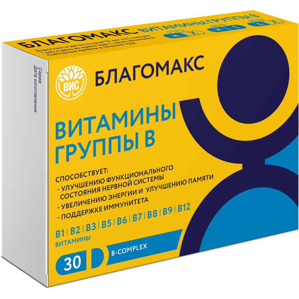 Благомакс Витамины группы B, капсулы, 30 шт.