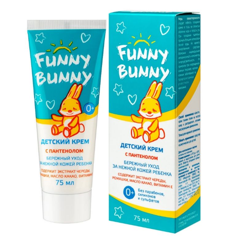 фото упаковки Funny Bunny Крем для детей, с пантенолом, 75 мл, 1 шт. фото упаковки Funny Bunny Крем для детей