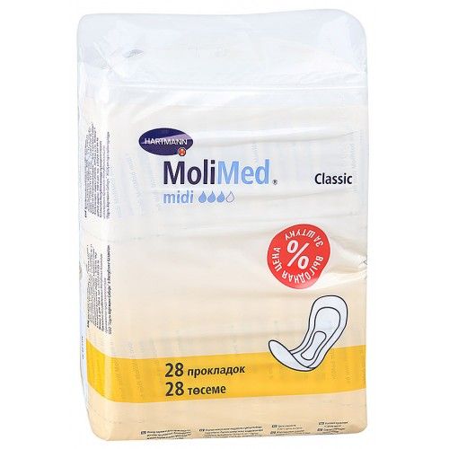 Molimed Classic прокладки урологические для женщин Миди, 3 капли, 28 шт.