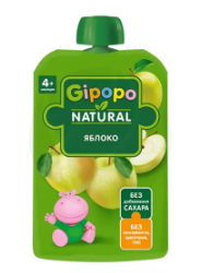 Gipopo пюре яблоко, для детей с 4 месяцев, пюре, 90 г, 1 шт.