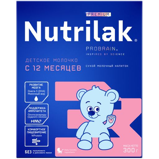 Nutrilak Premium 3 Детский сухой молочный напиток, для детей с 12 месяцев, смесь молочная сухая, 300 г, 1 шт.