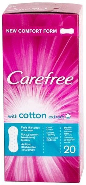 Carefree with Cotton Extract салфетки женские гигиенические с экстрактом хлопка, прокладки ежедневные, воздухопроницаемые, 20 шт.