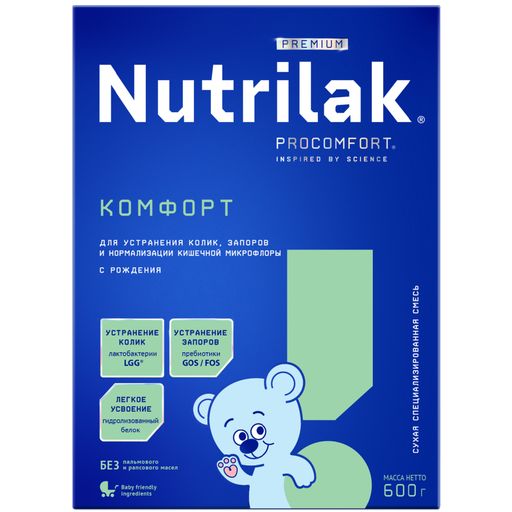 Nutrilak Premium Комфорт Смесь сухая специализированная, для детей с рождения, смесь сухая, для устранения колик, запоров, 600 г, 1 шт.