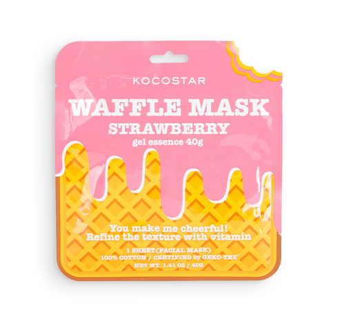 Kocostar Маска для лица тонизирующая вафельная, маска для лица, Клубничный фреш, 40 г, 1 шт.