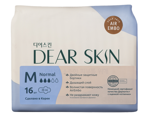 Dear Skin Прокладки Air Embo гигиенические с крылышками, 26 см, 3 капли, ультратонкие, 16 шт.