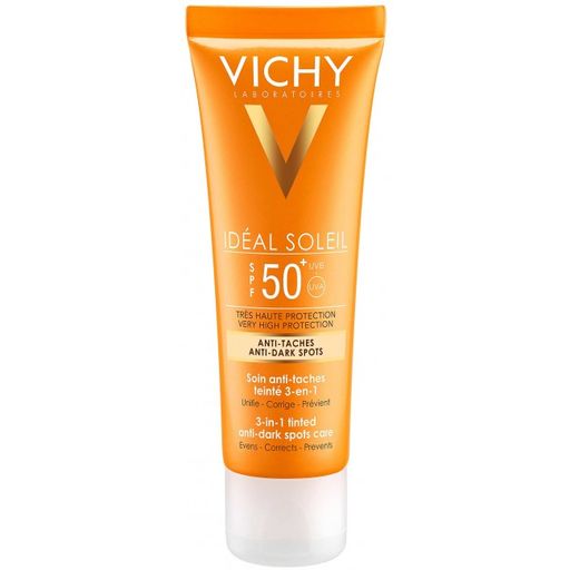 Vichy Capital Ideal Soleil тонирующий уход 3в1 против пигментаций SPF50+, крем для лица, 50 мл, 1 шт.
