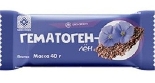 Гематоген-лен, плитка, 40 г, 1 шт.