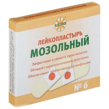 Leiko Пластырь мозольный, 2х7см, 6 шт.